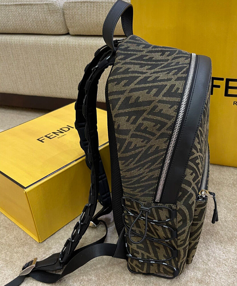 Fendi Backpack In FF Vertigo Fabric 7VZ042 Coffee